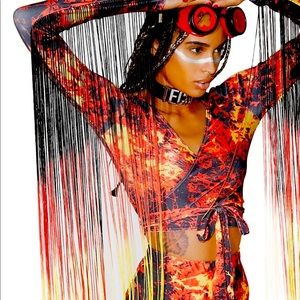 Dolls Kills Flame Fringe Top